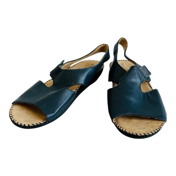 Naturalizer Scout Navy Blue Genuine Leather Women’s Comfort Flat Sandals 11 NWOB - Picture 5 of 9